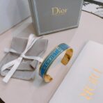 Christian Dior 蓝色珐琅金色饰面开口手镯 - 图片 4
