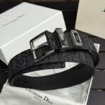 Dior 男士 Oblique Galaxy 印花效果皮革腰带