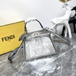 FENDI 芬迪 Selleria 系列银色小牛皮手工外缝小猫包