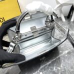 FENDI 芬迪 Selleria 系列银色小牛皮手工外缝小猫包 - 图片 4