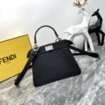 FENDI 芬迪 Selleria 系列黑色小牛皮手工外缝小猫包