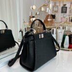 Fendi Peekaboo Iconic Small 黑色 Cuoio Romano 皮革手提斜挎包 - 图片 2