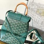 Goyard Saïgon Souple Mini 绿色 Goyardine 帆布配皮木柄单肩斜挎包 - 图片 3