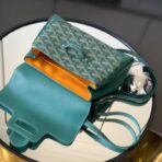Goyard Saïgon Souple Mini 绿色 Goyardine 帆布配皮木柄单肩斜挎包 - 图片 4