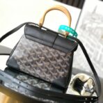 Goyard Saïgon Souple Mini 黑色 Goyardine 帆布配皮木柄单肩斜挎包 - 图片 2