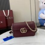 Gucci Blondie 中号酒红色皮革链条单肩包