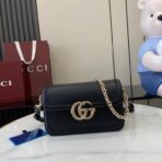 Gucci Blondie 中号黑色皮革链条单肩包