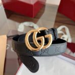 Gucci GG Marmont 压纹皮革双 G 扣腰带