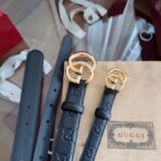 Gucci GG Marmont 压纹皮革双 G 扣腰带 - Image 3