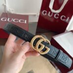 Gucci GG Marmont 压纹皮革双 G 扣腰带 - Image 2