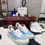 Gucci Screener GG Mesh Platform Sneakers 蓝白拼色双 G 网纱厚底板鞋