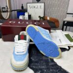 Gucci Screener GG Mesh Platform Sneakers 蓝白拼色双 G 网纱厚底板鞋 - 图片 3
