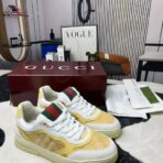 Gucci Screener GG Mesh Platform Sneakers 黄白拼色双 G 网纱厚底板鞋 - Imagem 2