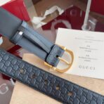 Gucci Signature 压纹皮革方形扣腰带 （金扣） - Image 4