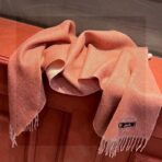 HERMFS 爱马仕巴黎时装展双面羊绒围巾！玫粉色款 - 图片 3