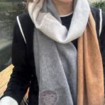 Hermes · 围巾 渐变拼色设计搭配镂空马车标志 浅灰色 - 图片 2