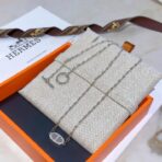 Hermès 满钻椭圆形银色饰面项链 - 图片 4