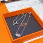 Hermès 满钻椭圆形银色饰面项链 - 图片 3