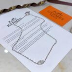 Hermès 满钻椭圆形银色饰面项链 - 图片 2