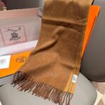 Hermes  爱马仕双边配色围巾 棕色款 - 图片 4