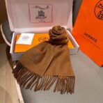 Hermes  爱马仕双边配色围巾 棕色款 - 图片 3