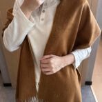 Hermes  爱马仕双边配色围巾 棕色款 - 图片 2