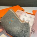Hermes 爱马仕同步专柜 高端羊绒针织围巾 灰色款 - Imagem 3