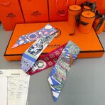 Hermes爱马仕Twilly小丝巾 蓝绿撞色款 - Imagem 2