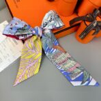 Hermes爱马仕Twilly小丝巾 蓝绿撞色款 - Imagem 3