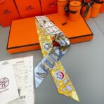 Hermes爱马仕Twilly小丝巾 黄蓝撞色款 - 图片 2