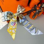 Hermes爱马仕Twilly小丝巾 黄蓝撞色款 - 图片 3