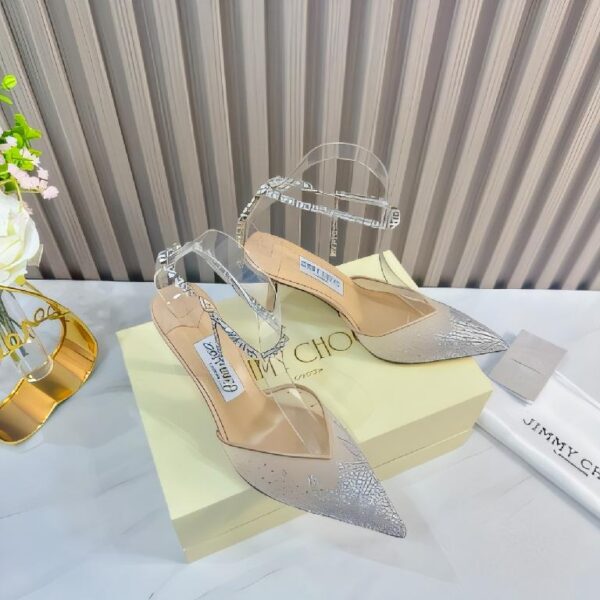 Jimmy Choo Love 系列尖头水钻高跟凉鞋 裸粉色