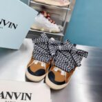 浪凡（LANVIN）Curb 系列蝴蝶结装饰格纹厚底休闲鞋（格纹拼接配色款）