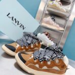 浪凡（LANVIN）Curb 系列蝴蝶结装饰格纹厚底休闲鞋（格纹拼接配色款） - Imagem 4