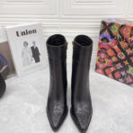 LV尖头老花拉链短靴