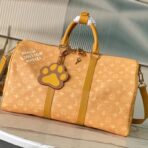 Louis Vuitton Keepall Bandoulière 45 Meowgram 宠物狗爪黄色旅行袋