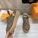 Louis Vuitton Monogram Platform Mule With Strap 经典老花厚底绑带穆勒包头拖鞋（棕老花配色款） - Imagem 4