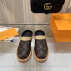 Louis Vuitton Monogram Platform Mule With Strap 经典老花厚底绑带穆勒包头拖鞋（棕黑老花配色款）