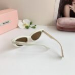 MIU MIU（缪缪）Cat Eye 系列 logo 装饰白色猫眼太阳镜 - 图片 3