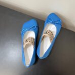 Maison Marginala MM6马吉拉低跟苹果头小单鞋 蓝色 - 图片 4