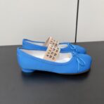 Maison Marginala MM6马吉拉低跟苹果头小单鞋 蓝色 - 图片 3