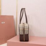 Miu Miu Beau 格纹皮革细节手提包 - 图片 3