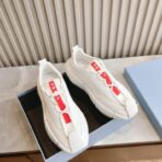 PRADA普拉达男士系带皮革休闲运动鞋白色