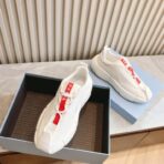 PRADA普拉达男士系带皮革休闲运动鞋白色 - 图片 4