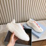 PRADA普拉达男士系带皮革休闲运动鞋白色 - 图片 3