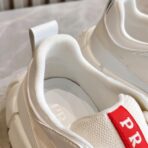 PRADA普拉达男士系带皮革休闲运动鞋白色 - 图片 2