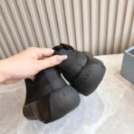 PRADA普拉达男士系带皮革休闲运动鞋黑色 - Imagem 3