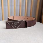 Prada 帆布三角形徽标腰带  红棕色白边 - Imagem 2