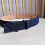Prada 帆布三角形徽标腰带  蓝色黑边 - 图片 2