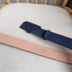 Prada 帆布三角形徽标腰带  蓝色黑边 - 图片 4